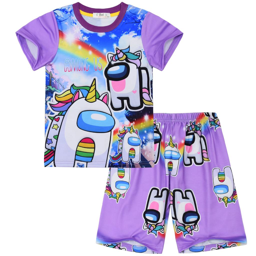 Game Digital Printing Medium And Older Children'S Loungewear Set, Short-Sleeved Two-Piece Pajamas 837
