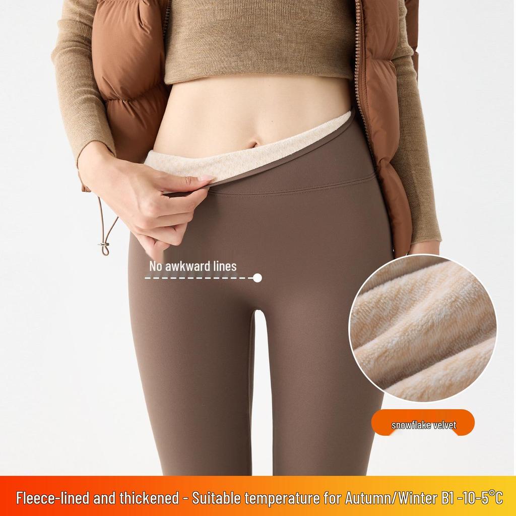 2025 Women's Plus Velvet Thickened Slim-Fit Warm Cotton Yoga Pants for Autumn and Winter