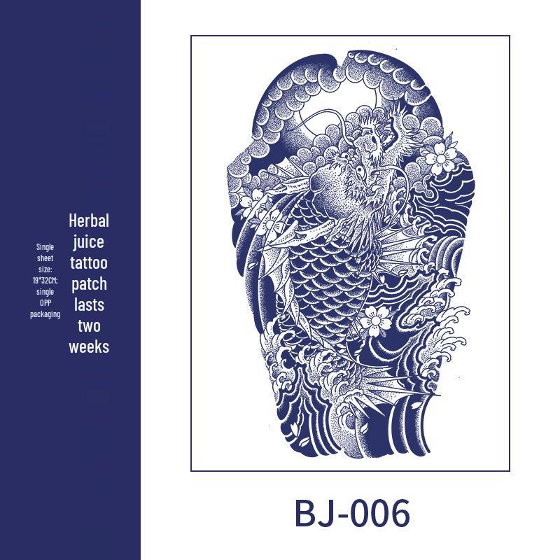 Men's Semi-Permanent Herbal Waterproof Tattoo Stickers - Long-Lasting, Non-Reflective Full Arm Cover