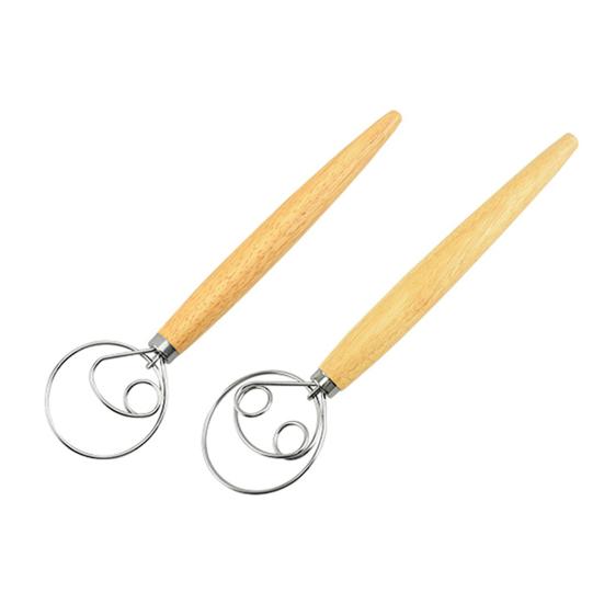 Dansk deigvisp med eikehåndtak Rustfritt stål Melmikser Egg Krem Miksepinner Mel Kake Rørepinne Kjøkken Bakeverktøy