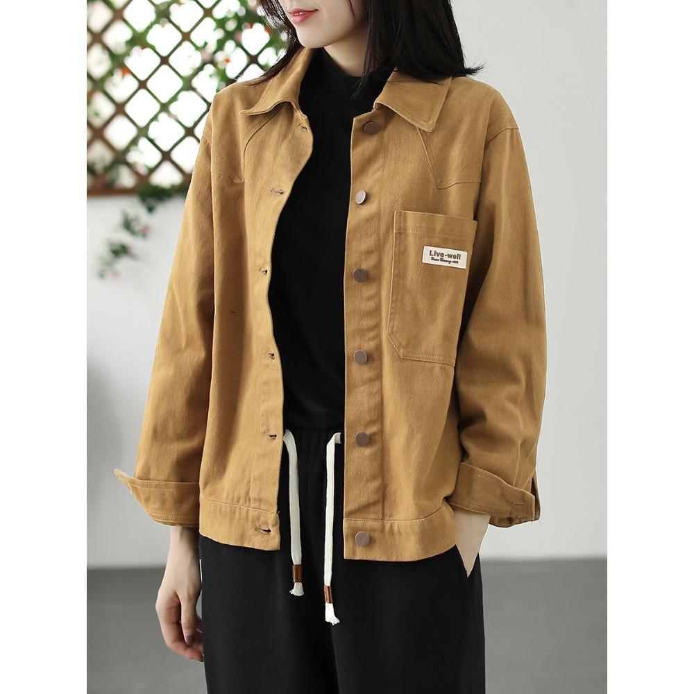 DIMANAF 2025 New Short Blouse Jacket Autumn Solid Coat Long sleeves Buttons Pink Women