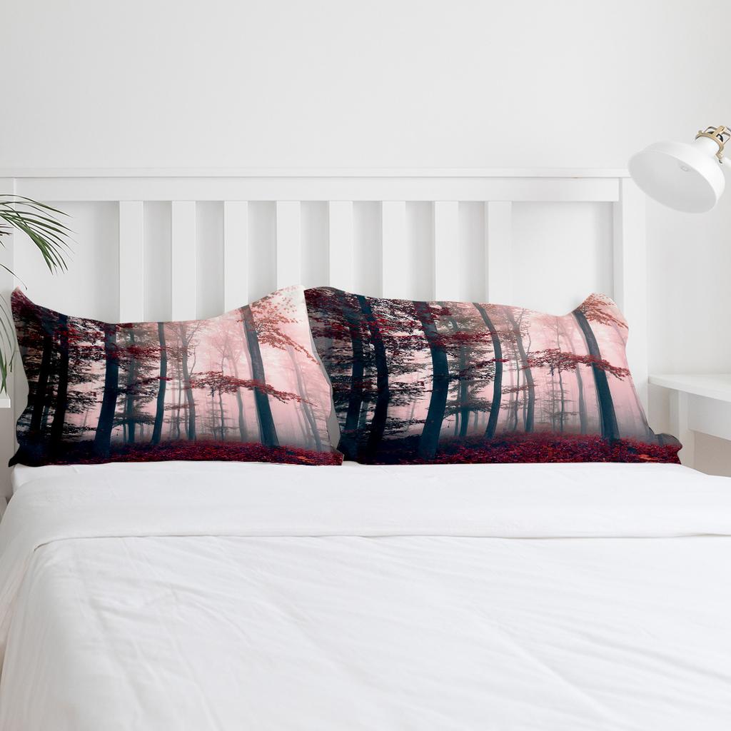 Red Mysterious Forest Bedding Set 3pcs Boys Girls Duvet Cover Pillowcase Kids Adult Quilt Cover Double Bed Set Home Textile