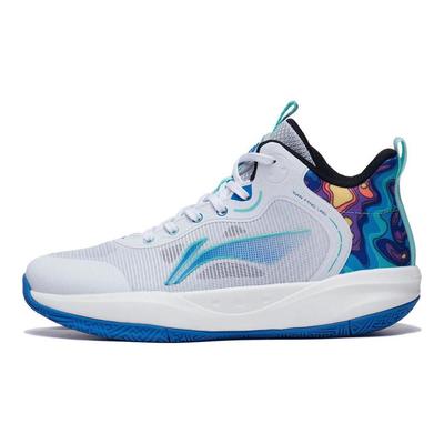 LiNing Pioneer Primary 3.0 Comfortable Non-Slip Wear-Resistant Rebound Low-Top Basketball Shoes Kids Sneaker White Blue YKBT028-3