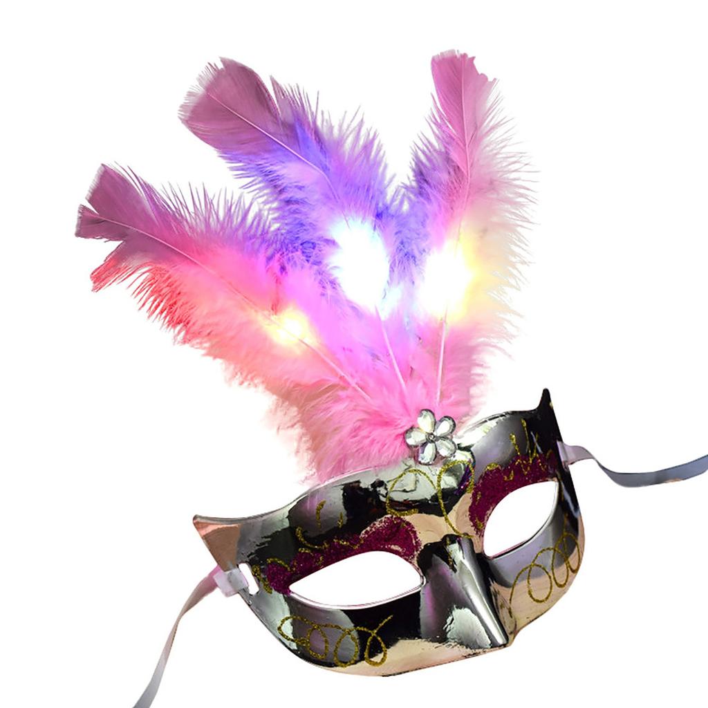 Luminous Feather Mask, Halloween and Christmas Light Up Style, Makeup Ball Costume Matching, Atmosphere Decoration Mask.