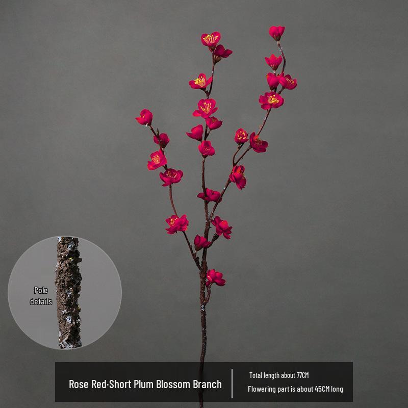 Artificial Plum Blossom Branch Decor - Winter Peach & Dried Flower Bouquet for Living Room, Chinese Home Decoration