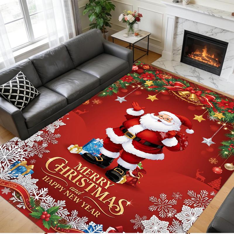 Christmas Printed Square Area Rug Soft Non Slip Floor Carpet For Bedroom Holiday Gift