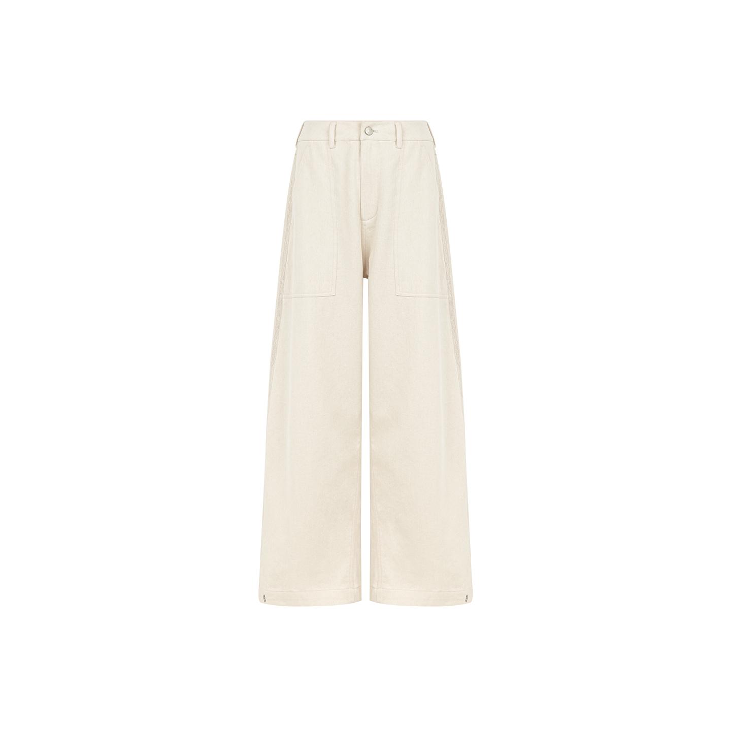 

Coconut Wind Tencel Cotton Adjustable Wide-Leg Linen Pants L ( 59kg)