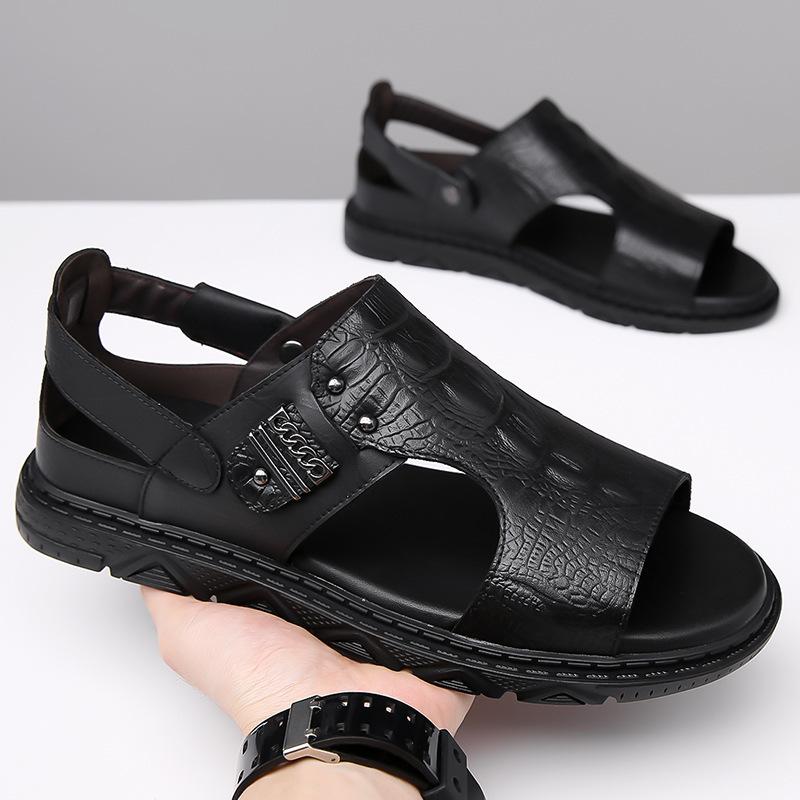 

Новые летние дышащие мужские сандалии, новая повседневная мужская обувь, пляжная обувь, офисные кожаные сандалии 38