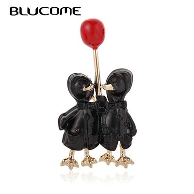 Spille smaltate Doppi Anatroccoli con Palloncino per Donna Bambino Uomo Colore Oro Animale Coppia Gioielli Matrimonio Spille da Bavero per Banchetto