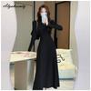 Francuski styl jesienno-zimowa damska sweter Midi sukienka pół kołnierzyk czarna szara morelowa kawa sukienka dziergana elegancka kobieca sukienka z dzianiny