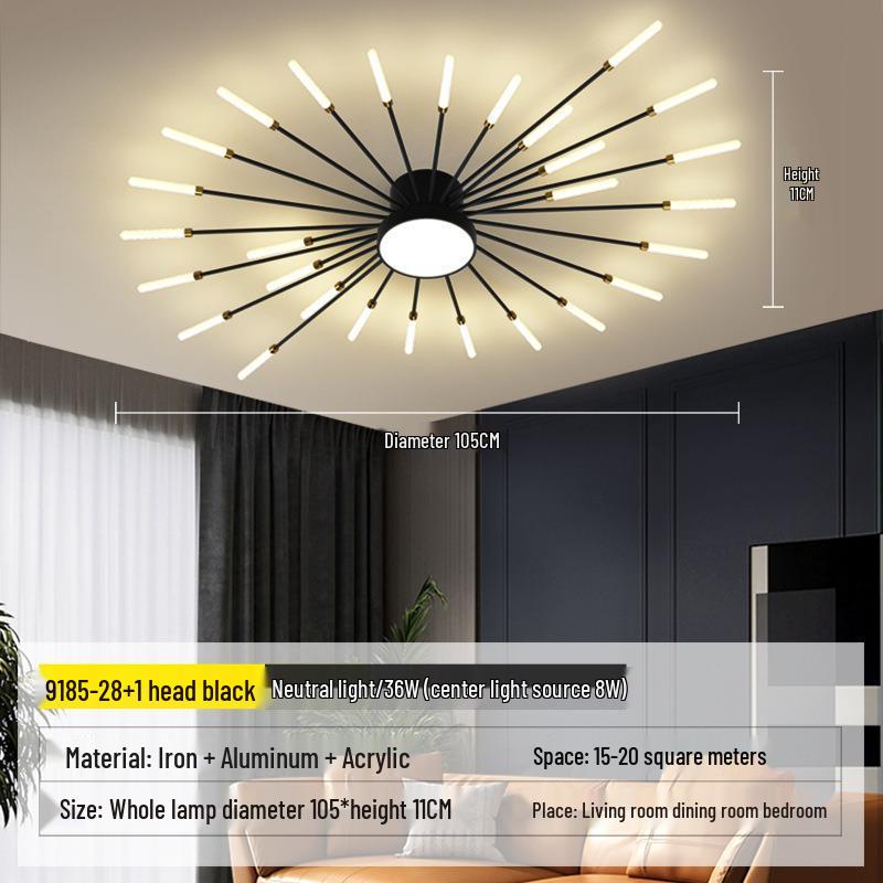 Nordic Fireworks Rotating LED Ceiling Light - High-End Living Room and Bedroom Lighting