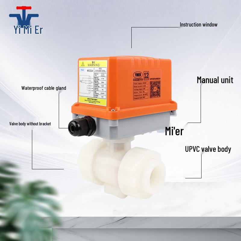 YMER Electric Two-Way PVDF Ball Valve, High-Temp and Corrosion Resistant, Plastic Double Union Electric Water Valve