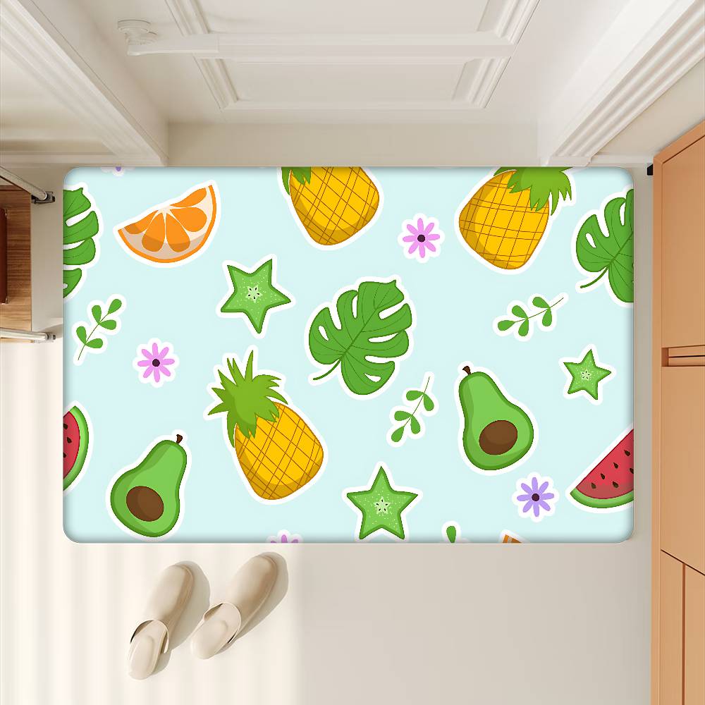 Cartoon Fruit Pattern Hallway Carpet Non-Slip Laundry Room Mat Laundry Decor Balcony Child Living Room Toilet Rug