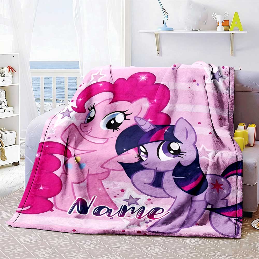 Little Pony (4) Customize Your Name Blanket Multi-purpose Customizable Blanket Durable Comfort Throw For Livingroom Picnics Home Decor Bedding