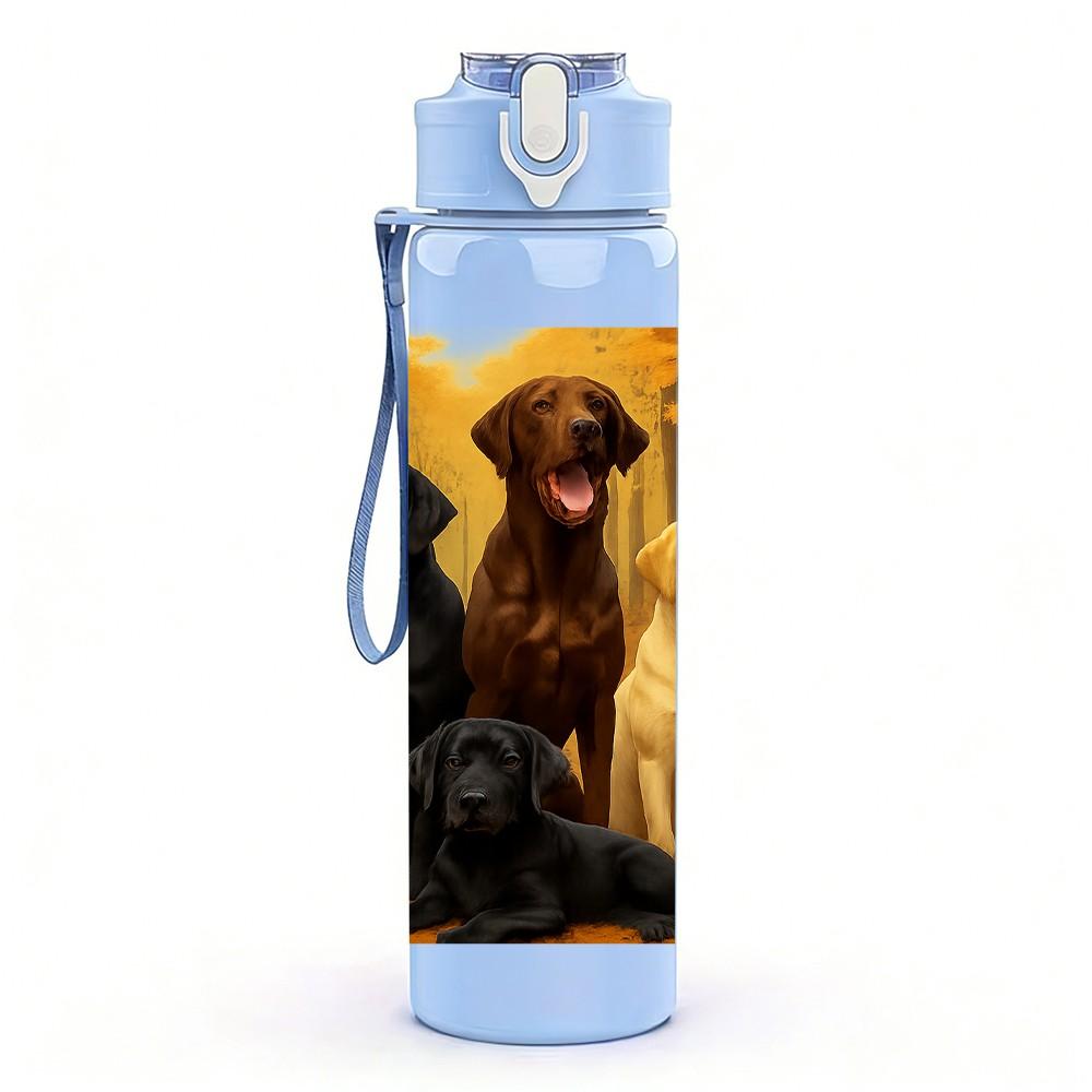 1PC Multi Breed Dog Group Portrait 750ml Color Plastic Sports Water Bottle Leakproof Flip Straw Lid For Sports Office Home Use