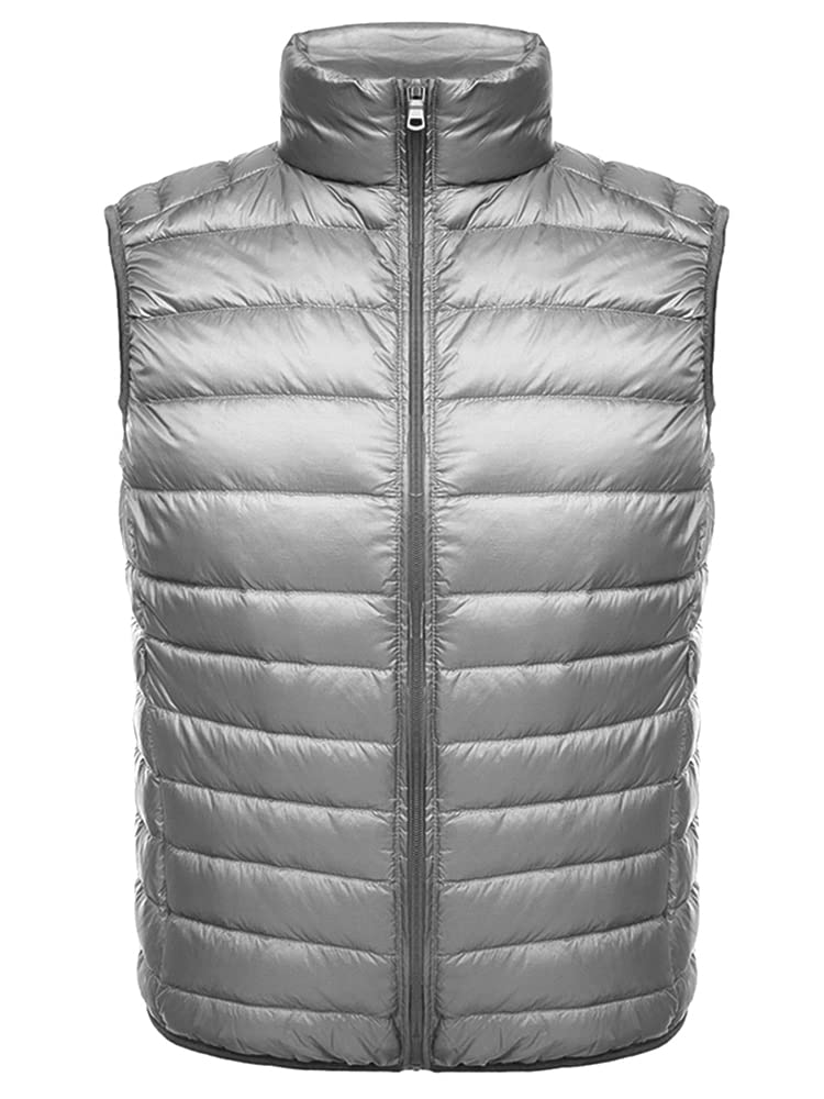 MDMYXJP Ultralight Down Cold Lightweight Puffer Compact MD107 Men's Vest, Warm, Weather, Vest, Storage, (JP, Alphabet, XL, Gray)