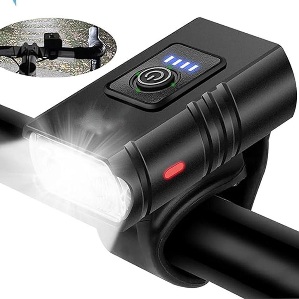Front Light with Battery Level Display, High-Brightness Beam, USB Rechargeable Mountain Bike Light