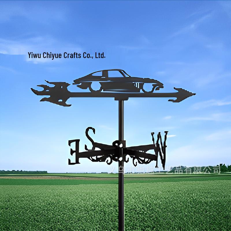 Weather Vane Ornament: Outdoor Wrought Iron Spray-Painted Roof Decoration Metal Craft