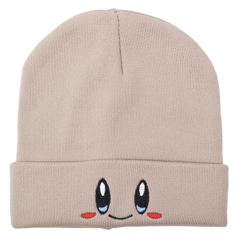 Simple Hat Knit With Big Eyed Smiling Face Embroidery Design For Outdoor Daily