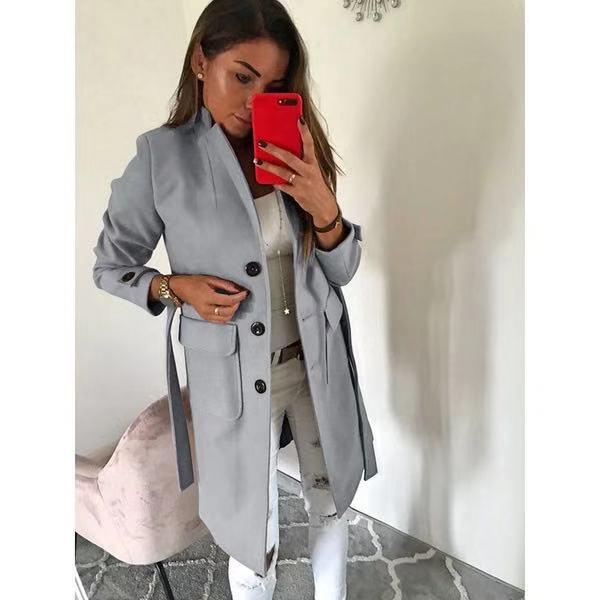 Autumn/Winter High-End Slim Wool Coat Windbreaker for Women – 4 Colors, 8 Sizes