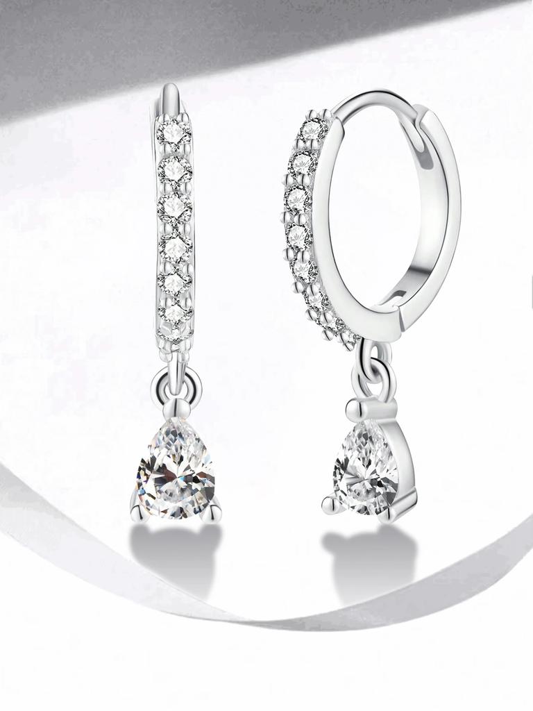 Copper Colorful Zircon Simple Fashion Water Drop Hoop Earring For Women Dating Partyt High Quality Fine Jewelry