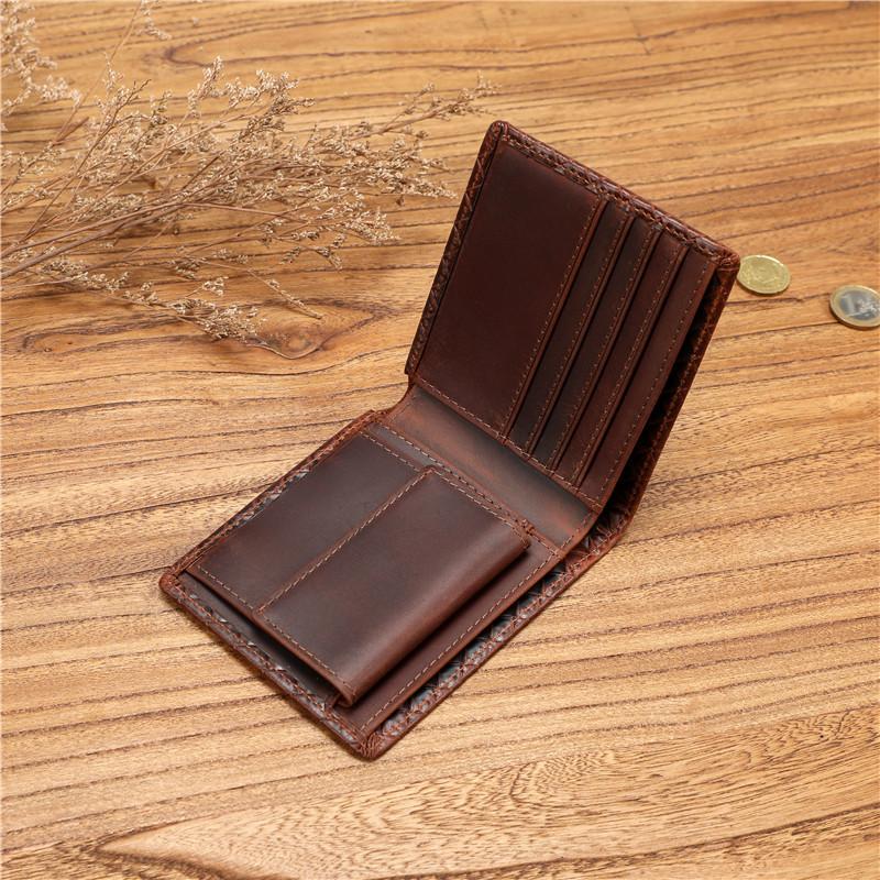 Ledergeldbörse mit Reißverschluss-Münzfach Kurzes Herren-Geldbörsen-Design RFID ID-Kartenhalter mit Münzfachkette Mode