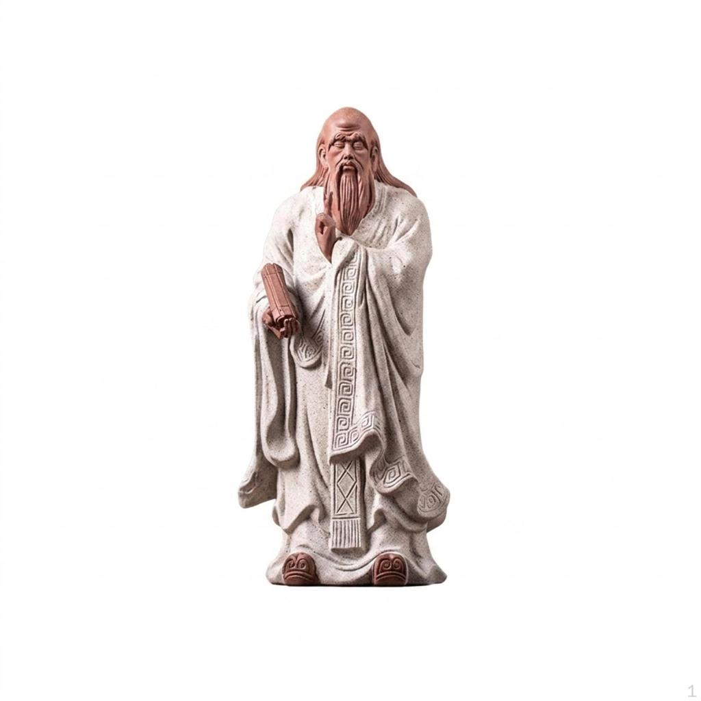 Statua di Studioso Stile Cinese Ceramica Ornamento Tradizionale da Tavolo per Collezionisti d'Arte,