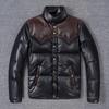 Thick Men Cowhide Leather Jacket Warm Genuine Cow Leather Duck Down Coat For -25~0 Degree Winter Clothing