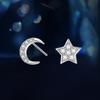 Okrągłe kolczyki sztyfty z moissanitu Gwiazda Księżyc Srebro próby 925 Kolczyk męski