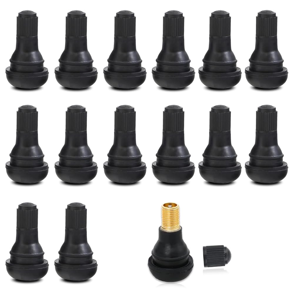 

Воздушный клапан, Вставной клапан, Резиновый клапан для бескамерных шин, С золотником, Прямой тип из черной резины, Для автомобилей/мотоциклов (TR412 x 15 штук)