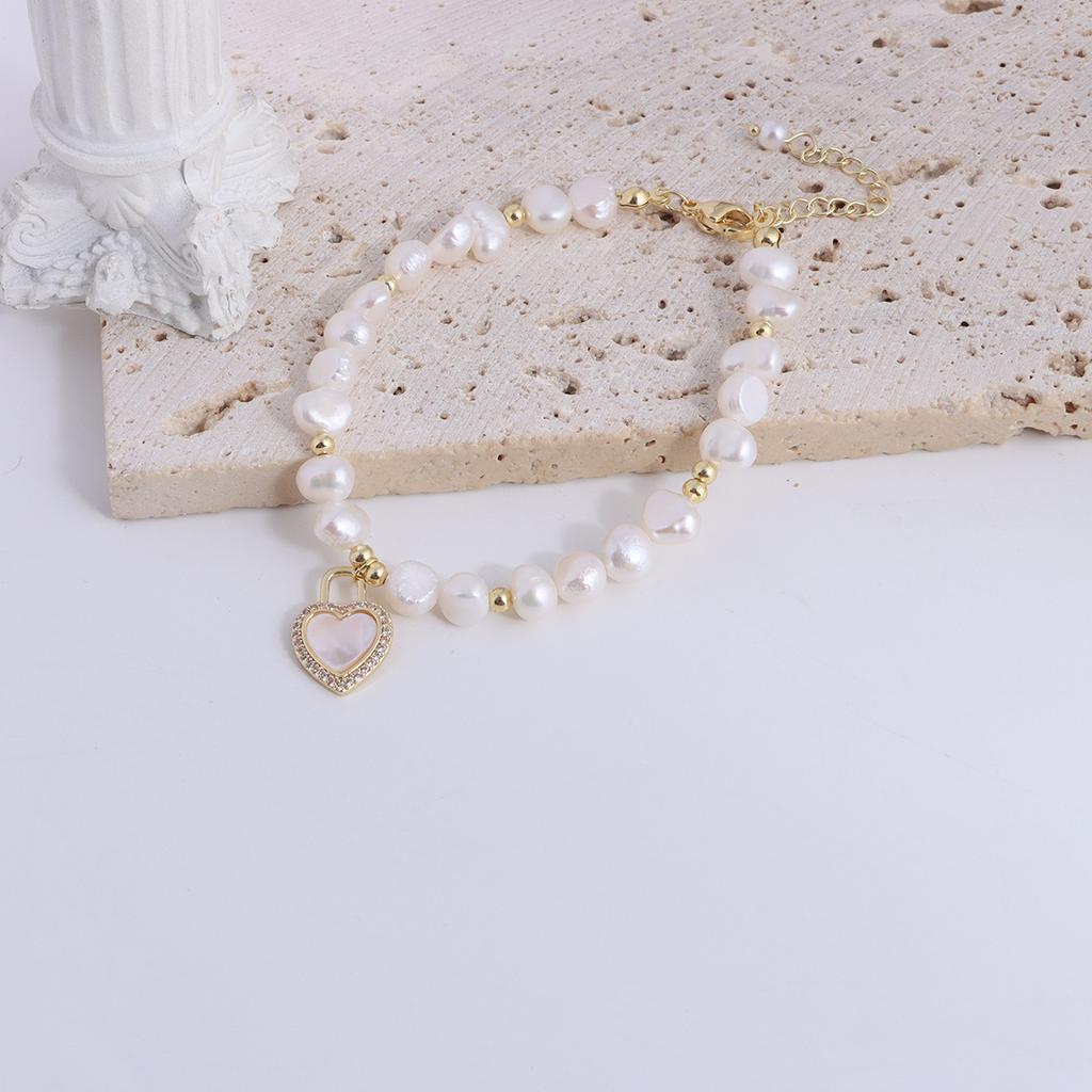Natural Freshwater Pearl Bracelet Fu Character Smiley Face Shell Bow Pendant Bracelet Girlfriend Beaded Bracelet