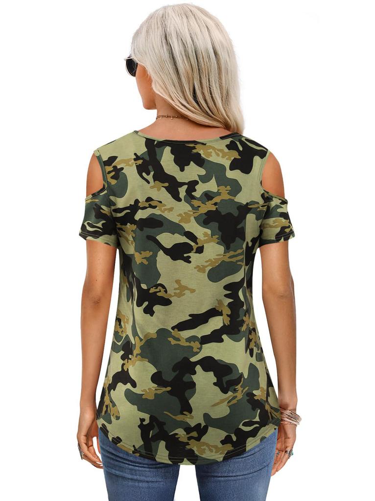 Women's 2023 Fashion Off-the-Shoulder Short Sleeve T-shirt