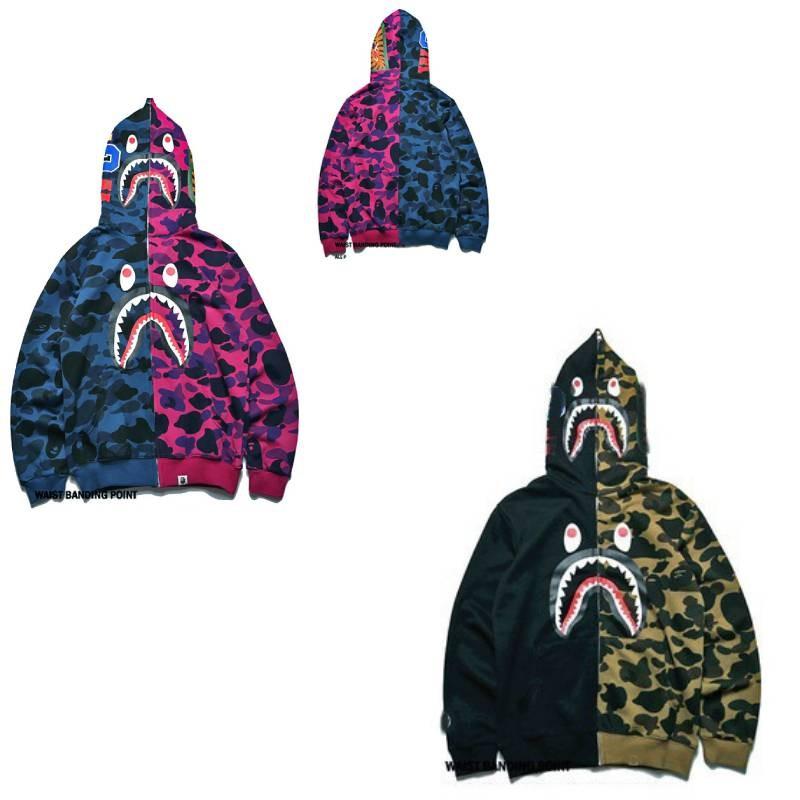 Trendy Shark Head Graphic Hoodie With Stylish Zip-up Design For Youthful Fashion Enthusiasts In Fall
