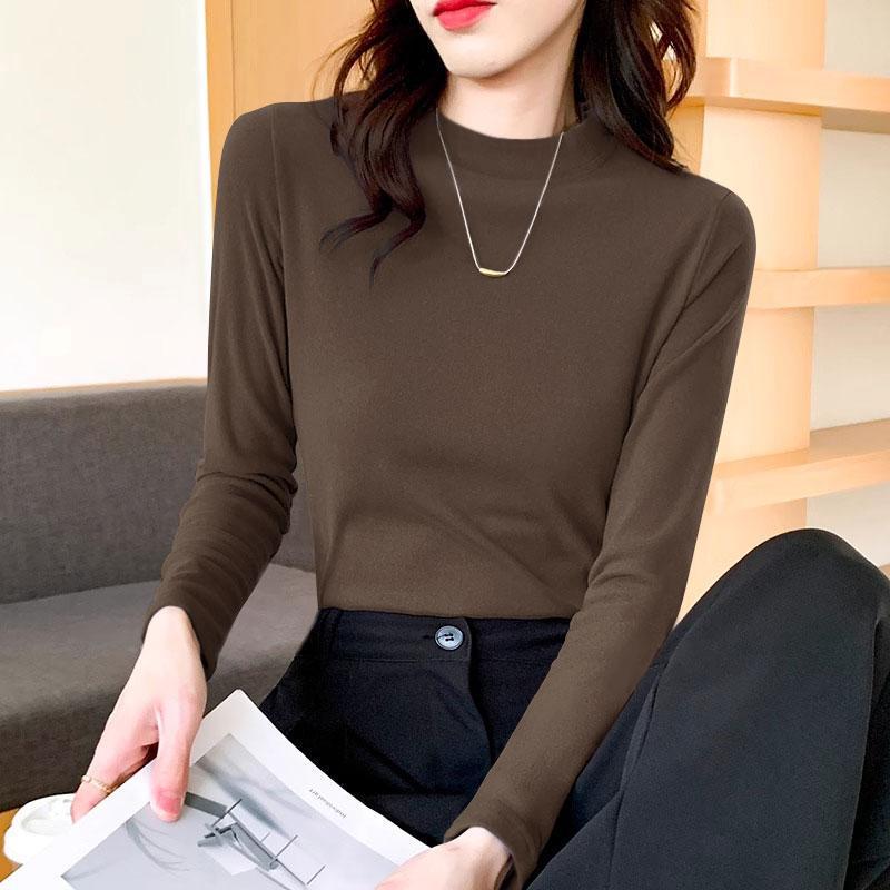 

Women s Slim-Fit Ribbed Plush Long-Sleeve Thermal Top for Autumn & Winter 2XL (for 130-145 lbs)