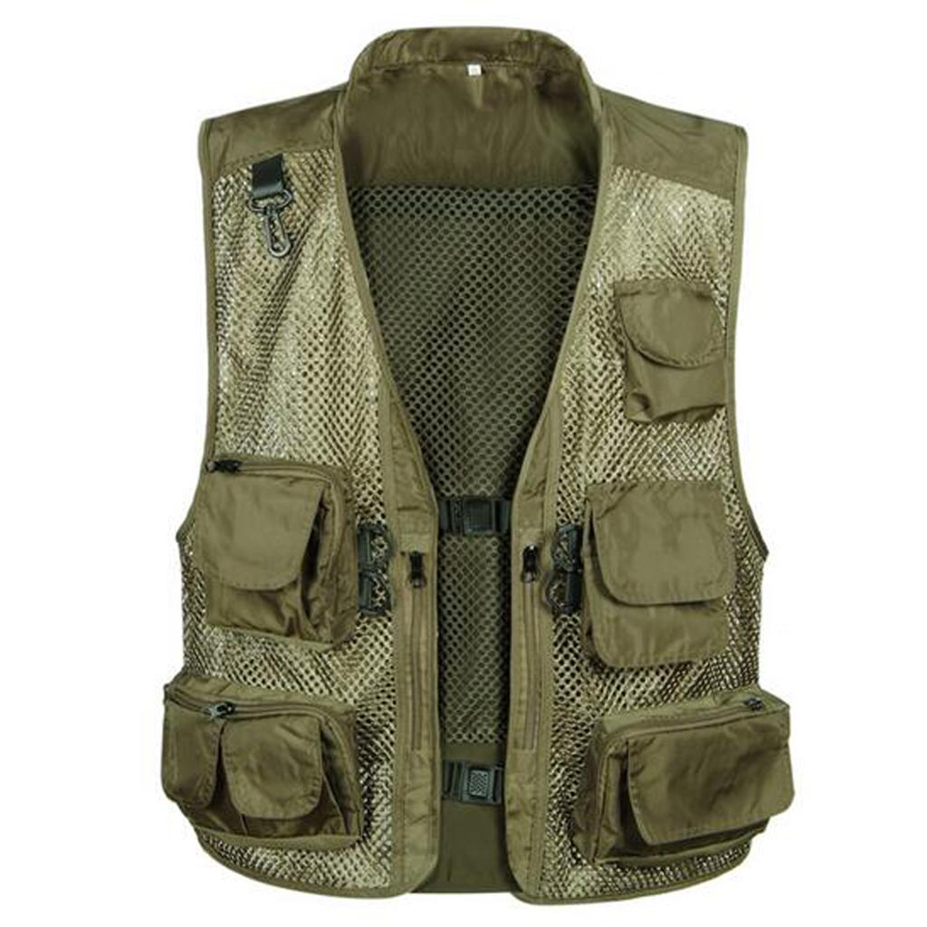 Pockets Fishing Mesh Men Travel Waistcoat Jacket Costume - L XL XXL