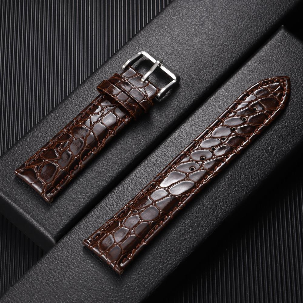 Butterfly Buckle Crocodile Pattern Leather Watch Strap 12/14/16/18/19/20/22mm Watchbands Soft Casual Business Wristwatch Band