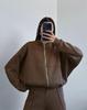 2025 Women's Solid Color Zip Cardigan Sweatshirt - Casual Spring Fashion