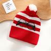 2pcs Red Fleece White Beanie Hat with Fleece Pom,winter Warmth Suitable for New Year,Christmas,Holiday Accessories Decorations