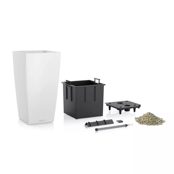 Jardinière - LECHUZA - Cubico Color 30 ALL-IN-ONE - Blanc - Plastique - 30 cm de diamètre