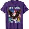 250 Years American 1776-2026 Bicentennial Eagle Graphic T-Shirt Casual Short Sleeve Tee