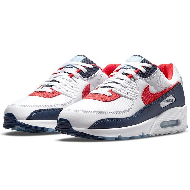 Nike Air Max 90 USA Denim Men Sneakers White Chile-Red Midnight-Navy DJ5170-100