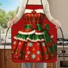 A Festive Christmas Apron Featuring a Red And Green Poinsettia Snowflake Design, Available In Multiple Sizes - Durable Polyester Kitchen Apron, Perfec