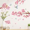 Pink Plum Blossom Branches with Birds Wall Sticker Self-Adhesive Removable for Kids Room Home Decor