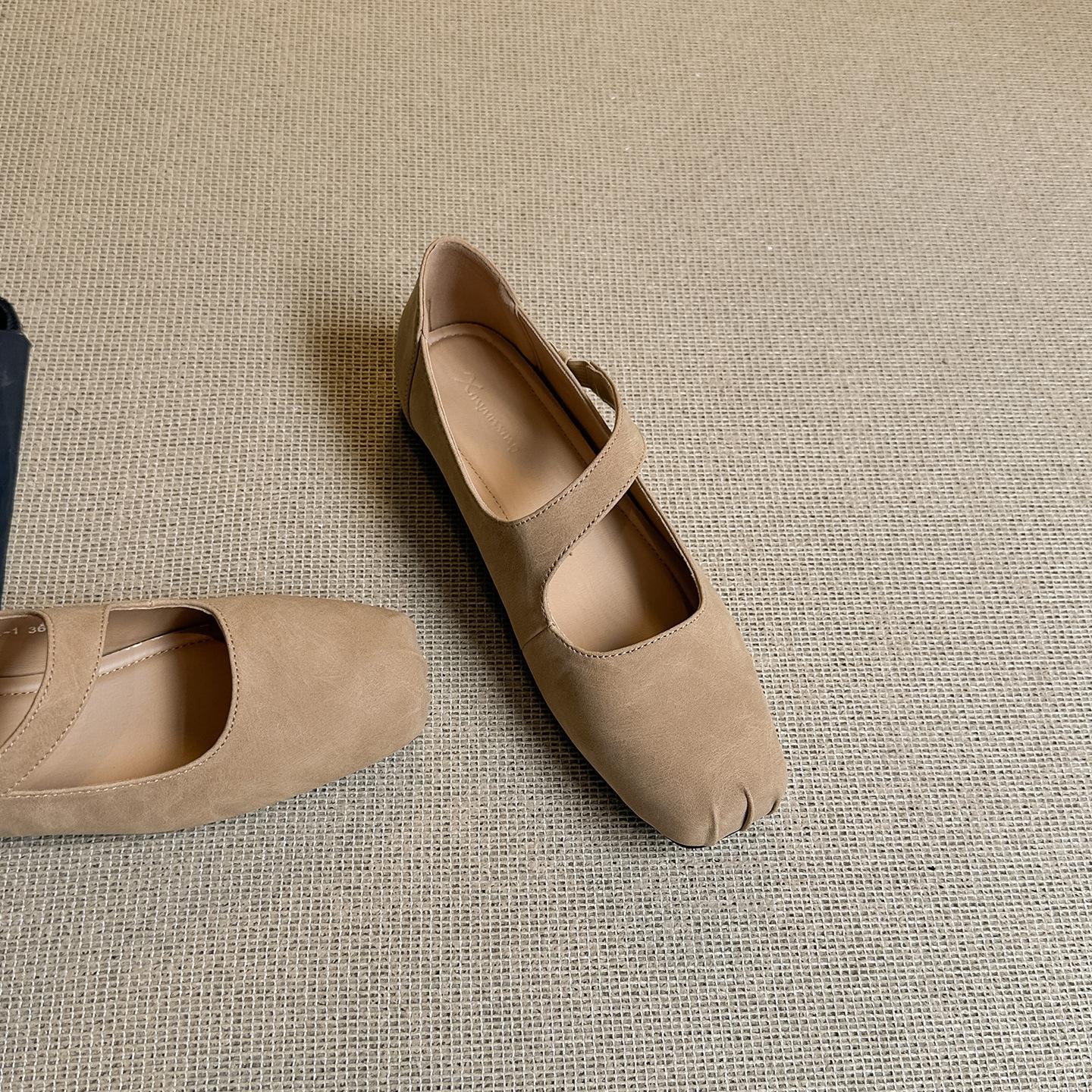 

Французский маленький ароматный стиль квадратный носок пятачок мелкий вырез плоская подошва диагональное слово с балетками женские осенние туфли Мэри Джейн 40 хаки