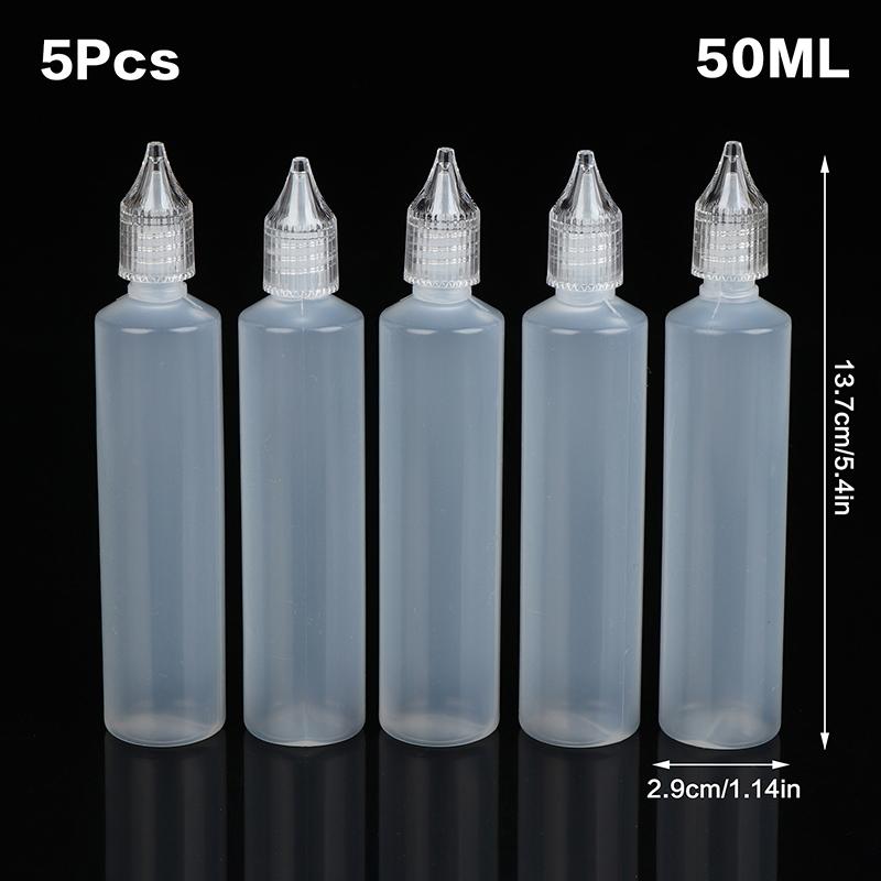 10/15/30/50ml 5Pcs Refillable Plastic Dropper Bottles Pen-Shape Containers for Ink, Essential Oils, and Pigments