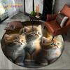 3D Persian Cat,Cute Calico Cat,Ragdoll Cartoon Round Carpet Rug for Living Room Bedroom Kid Playroom Decor,Pet Area Rug Non-slip
