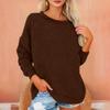 Women's Fashionable Solid Color Round Neck Long Sleeved Plush Warm Pullover Top