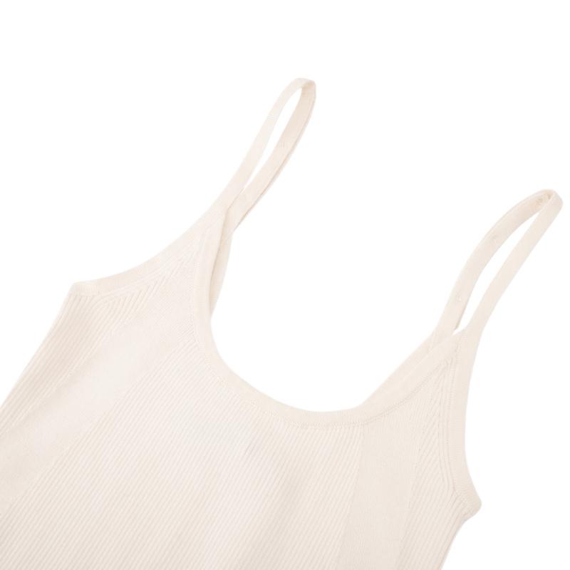 Calvin Klein Solid Color Fashion Simple Embroidered Ribbed Knit Top Women Tops Milk-White J223612