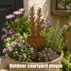 Gartendeko für Innenhöfe Rasenflächen Metallpflanzenstab Rostiges Rosmarinetikett Dekorative Kräuteretiketten Outdoor Thymian-Markierer Hofkräuter Hochbeet Pflanzgefäß