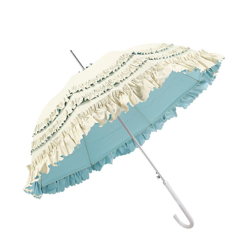 Full blackout loilta color glue sunscreen umbrella princess umbrella skirt lace lace full blackout Lolita long handle umbrella woman